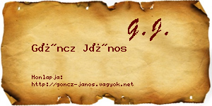 Göncz János névjegykártya